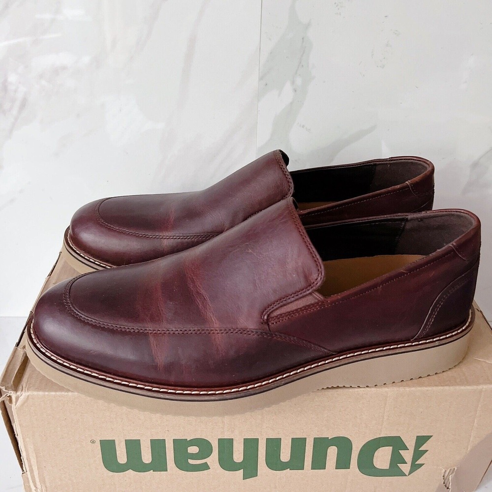 Dunham CI2309 Clyde Saddle Brown Leather Slip-On Casual Dress Shoe US 11 EE WIDE